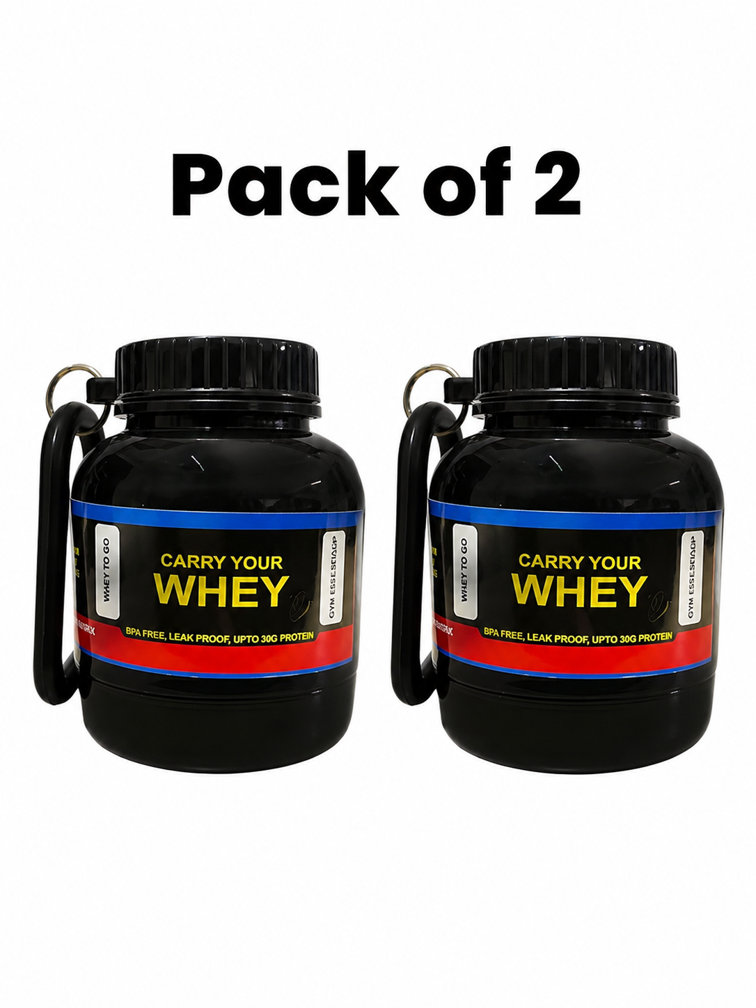 Whey or Supplement Powder Carrying Funnel and Container with Key-Chain|Mini Smart Portable Protein Powder Bottle (Pack of 2)