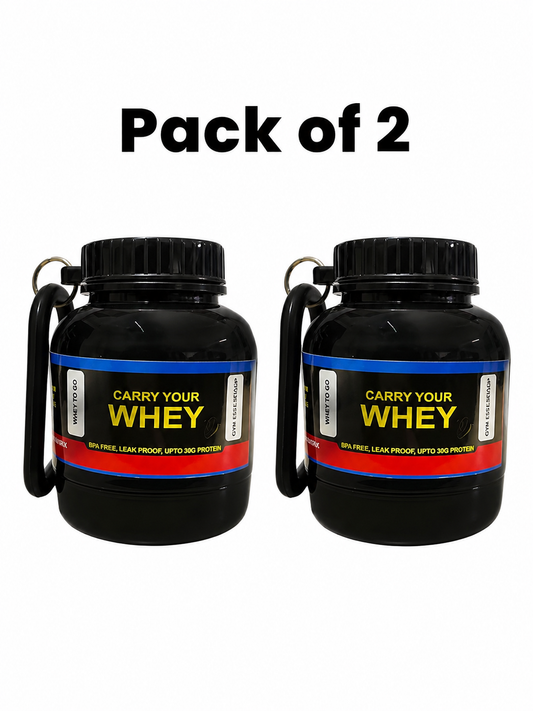 Whey or Supplement Powder Carrying Funnel and Container with Key-Chain|Mini Smart Portable Protein Powder Bottle (Pack of 2)